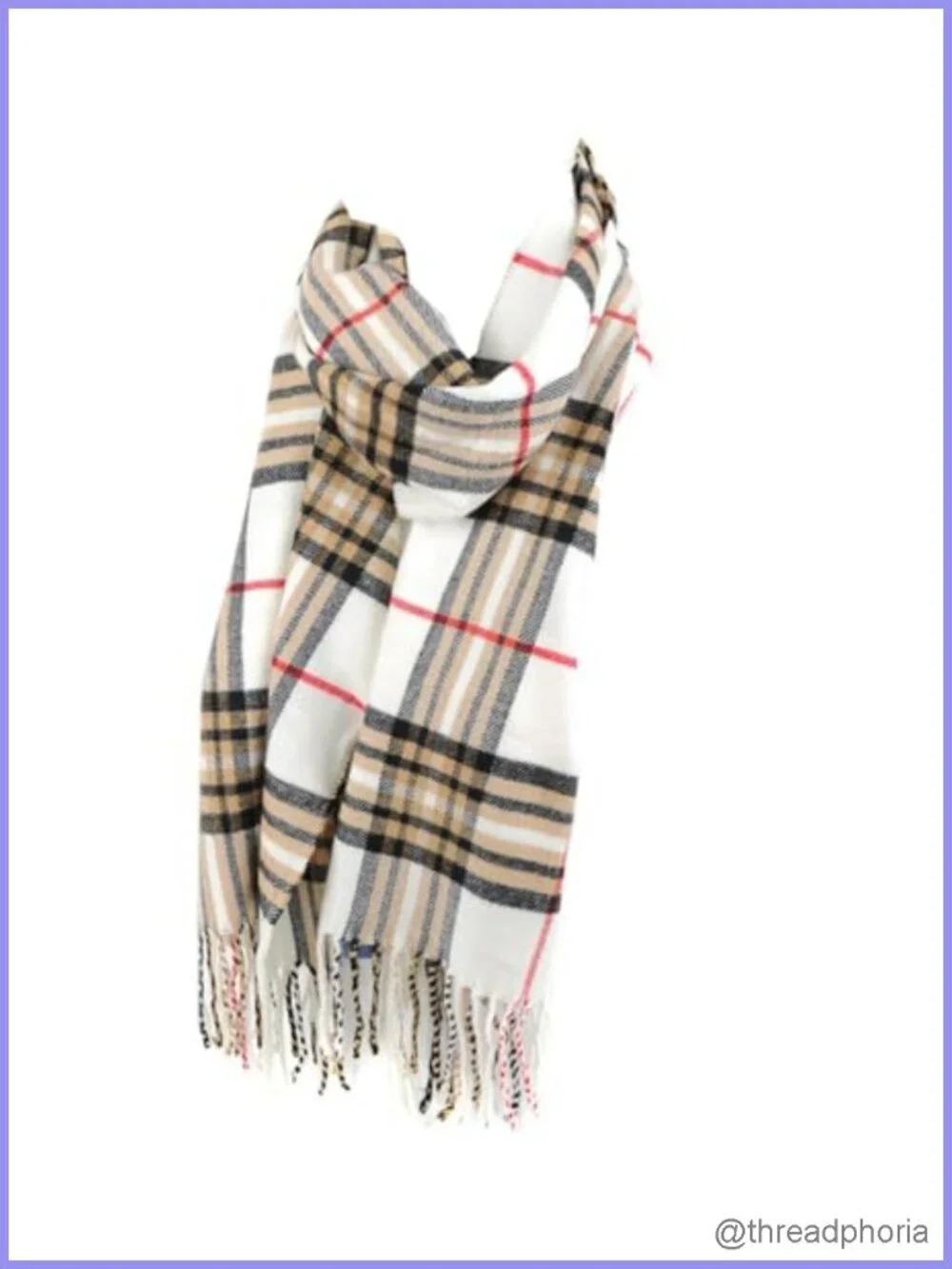 Unisex Cashmere Feel Acrylic Plaid Winter Scarf 66